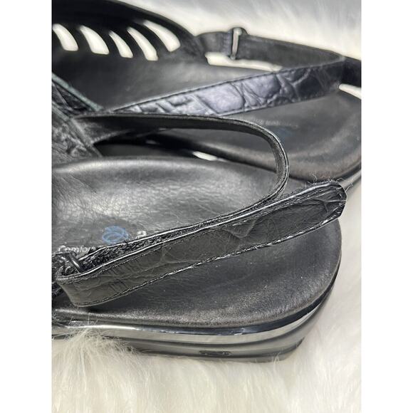 Aravon New Balance Combination Last Black 7D Leather Slingback Strappy Sandals - Picture 4 of 8